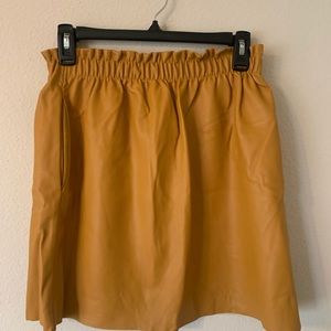Zara mustard paperbag leather skirt